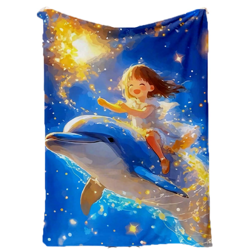 Cobertor SANMU Flannel Halloween Fantasy Flying Dolphin