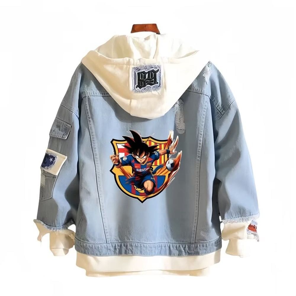 Jaqueta jeans casual com impressão digital Barcelona Dragon Ball