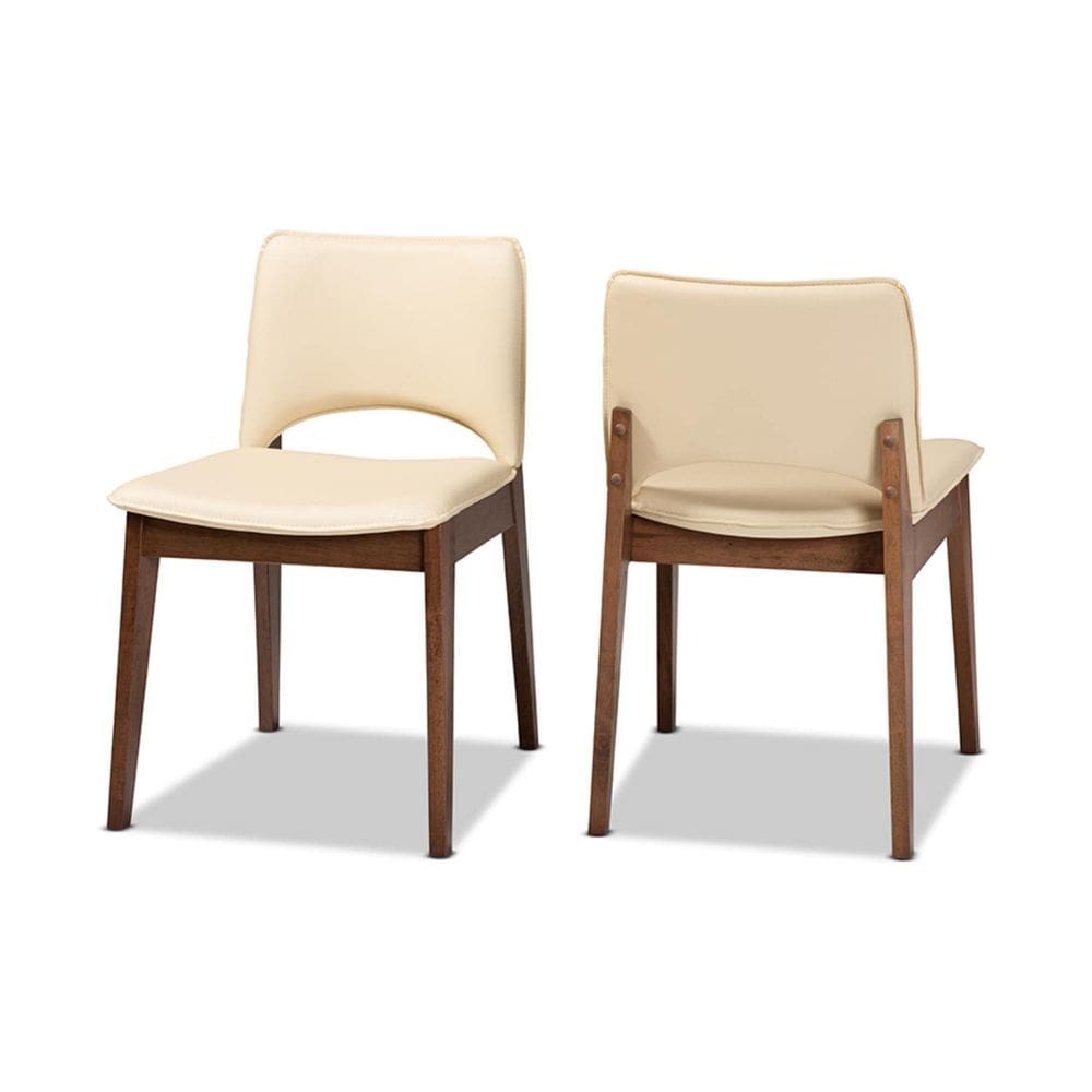 Cadeira de jantar Baxton Studio Afton Mid-Century Bege Faux Leather