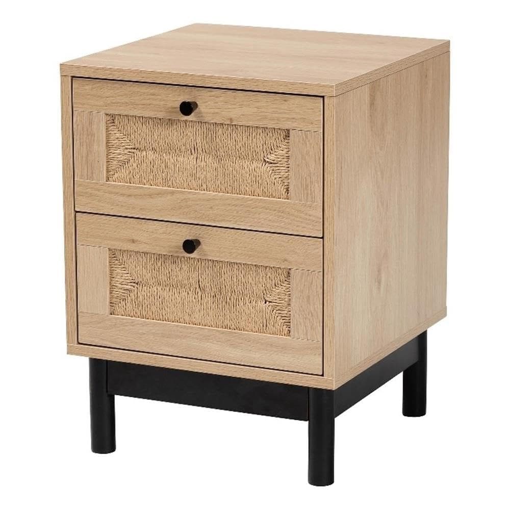 Mesa de cabeceira Baxton Studio Cherelle, marrom claro de meados do século