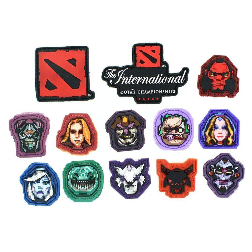 Pacote de patches com 13 personagens, logotipo e campeonatos de DOTA 2