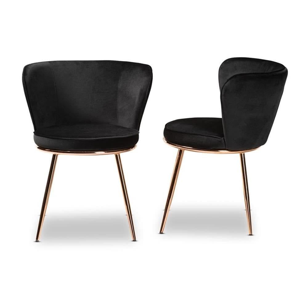 Cadeira de jantar Baxton Studio Farah Modern Black Velvet x2