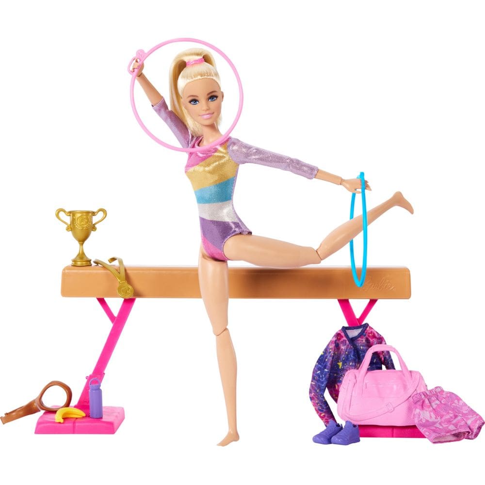 Conjunto de brinquedos Barbie Careers Gymnastics com boneca ginasta loira