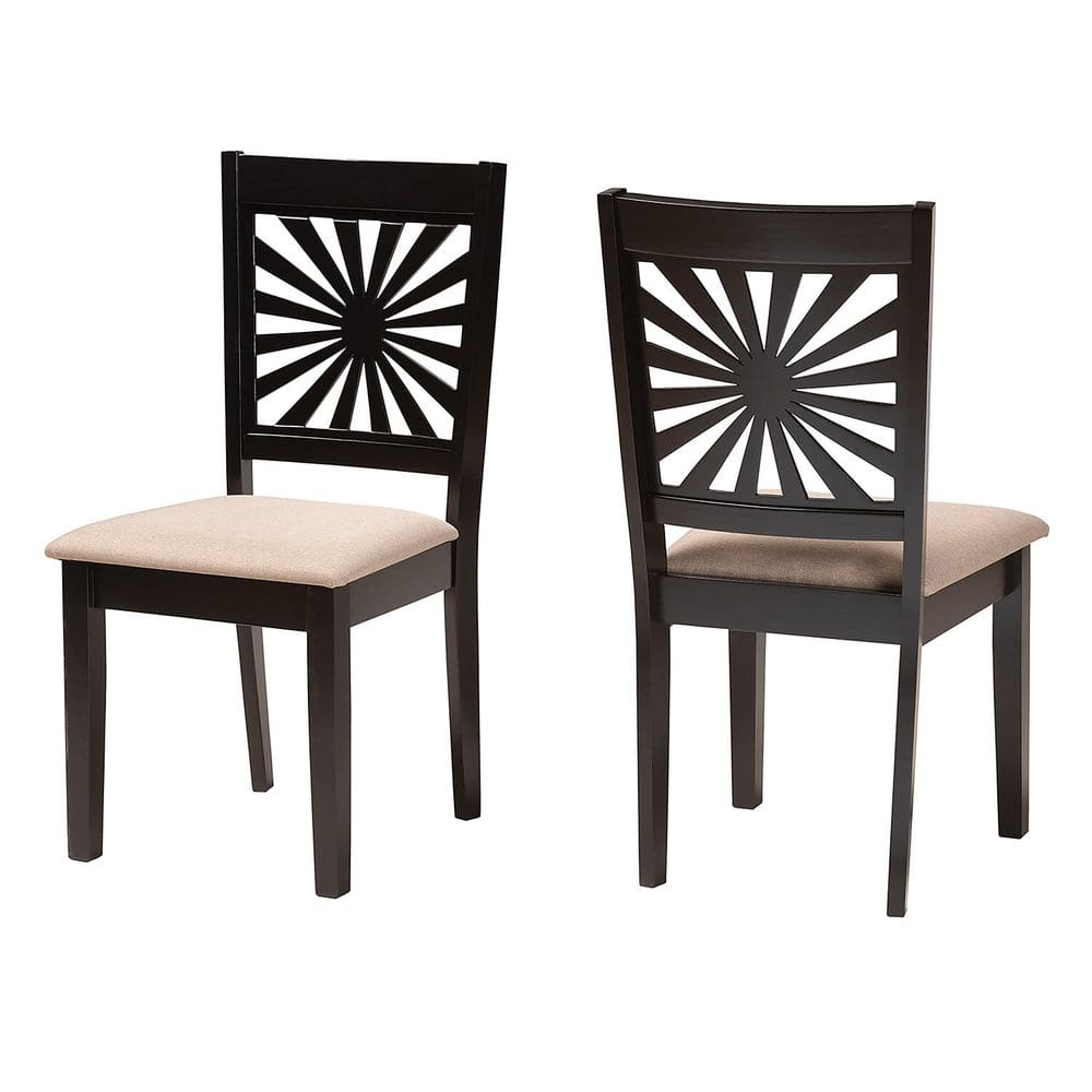 Cadeira de jantar Baxton Studio Olympia Modern Beige, conjunto de 2