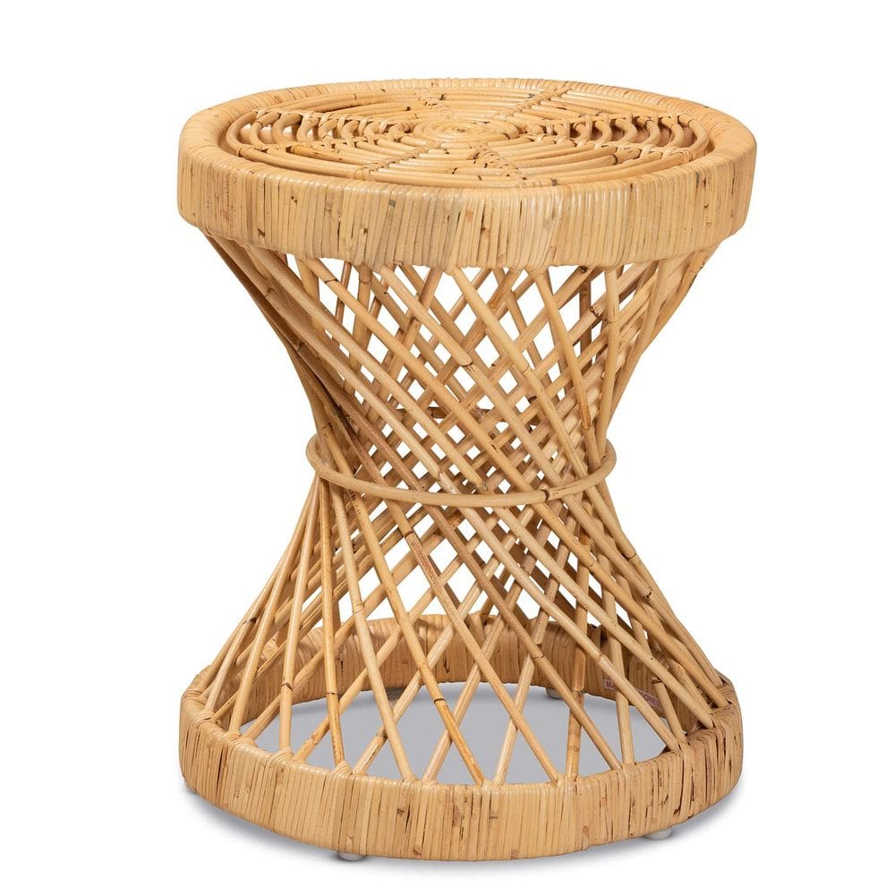 Mesa de cabeceira Baxton Studio Seville com acabamento natural em rattan