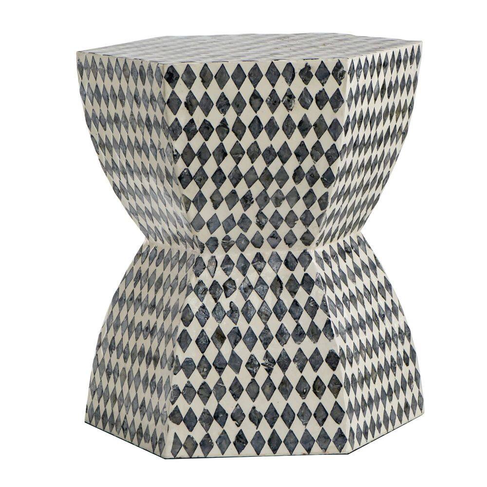 Banqueta de mesa hexagonal moderna Benzara 43 cm Preto Branco