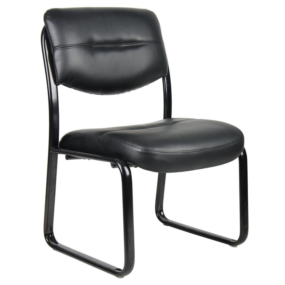 Cadeira lateral Boss Office Products Leather Sled Base preta