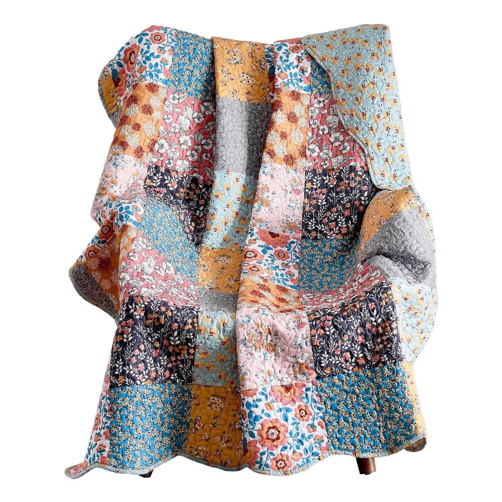 Manta Benzara Turin 152 cm em microfibra floral patchwork
