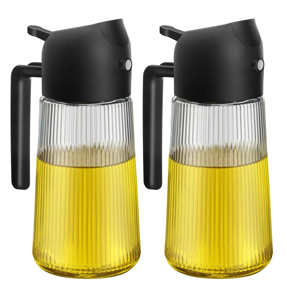 Frasco dispensador de óleo FEIOOD 2 unidades de vidro nervurado de 500 mL