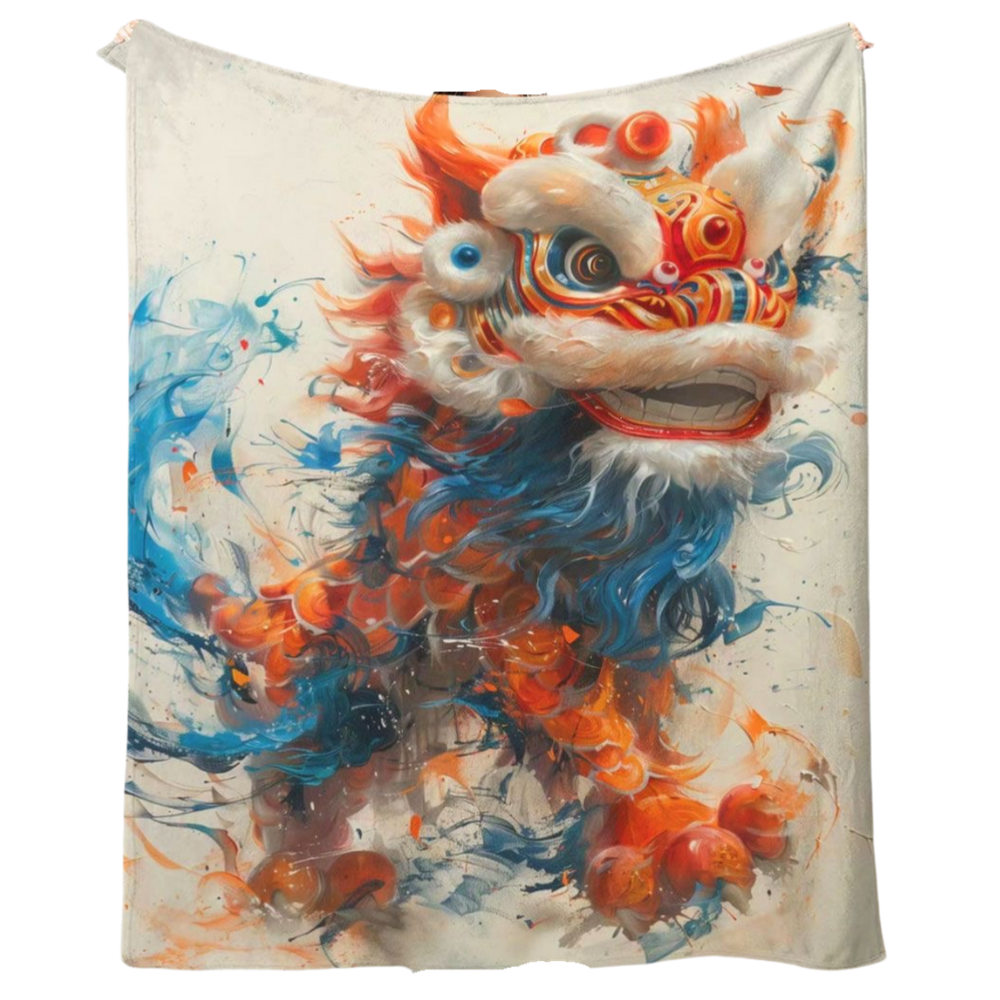 Cobertor SANMU Flannel Soft Chinese Lion Poliéster 300g