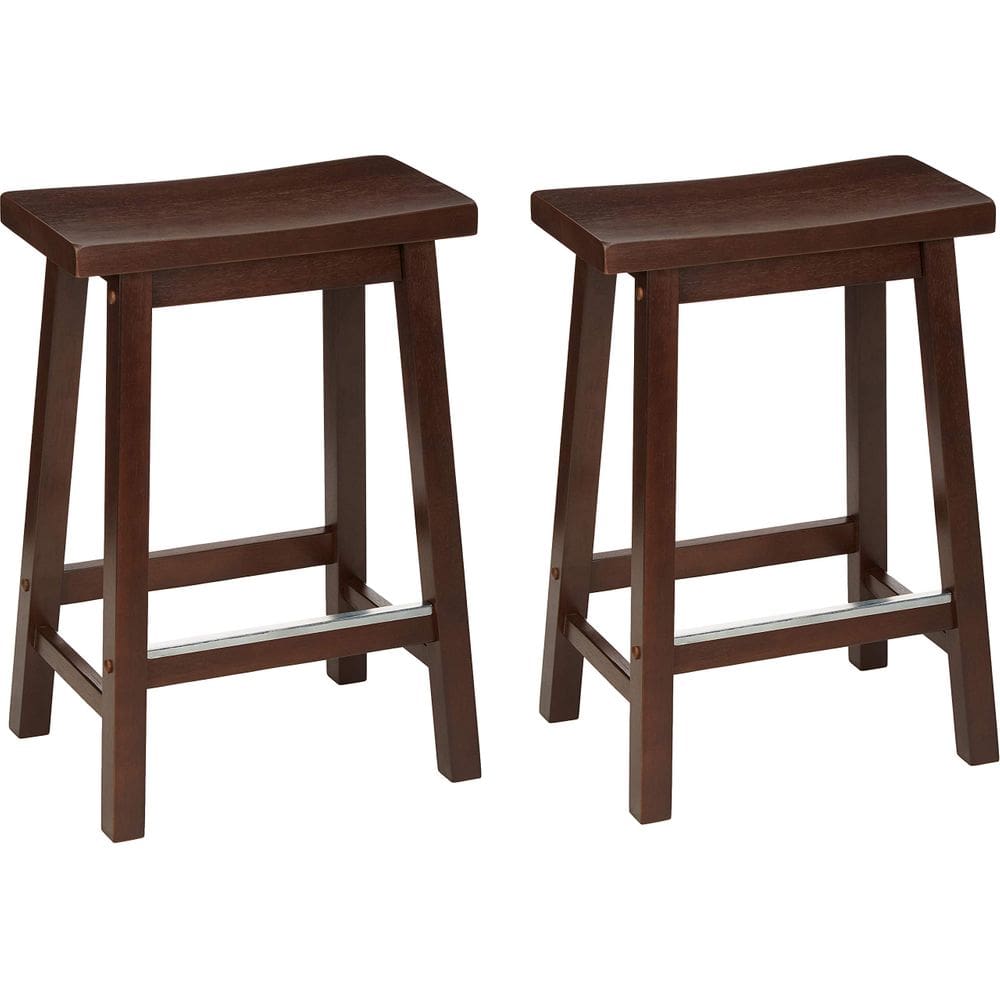 Banqueta de cozinha com altura de bancada Amazon Basics, conjunto de 2 nogueiras