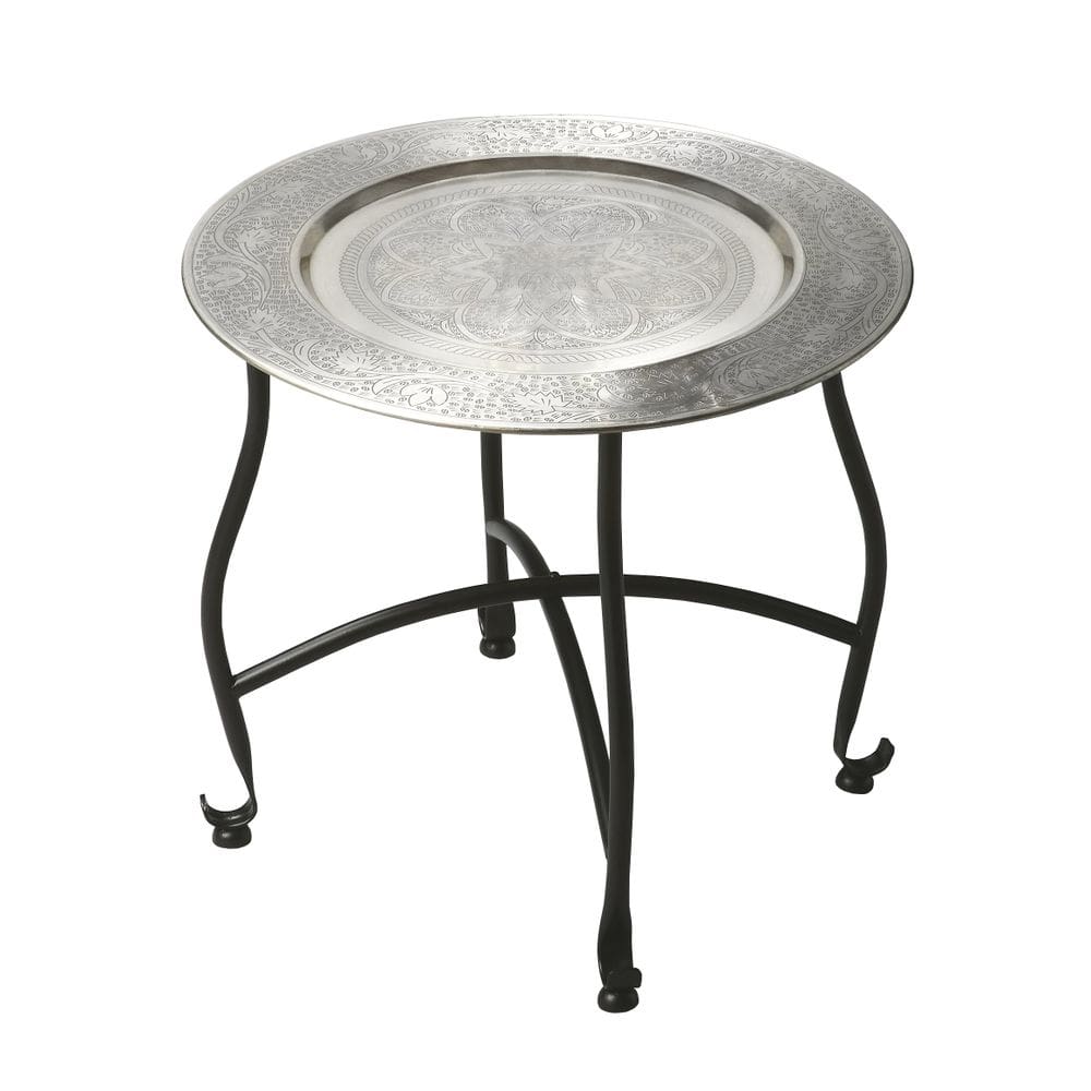 Bandeja de mesa Butler Base dobrável de alumínio em metal marroquino