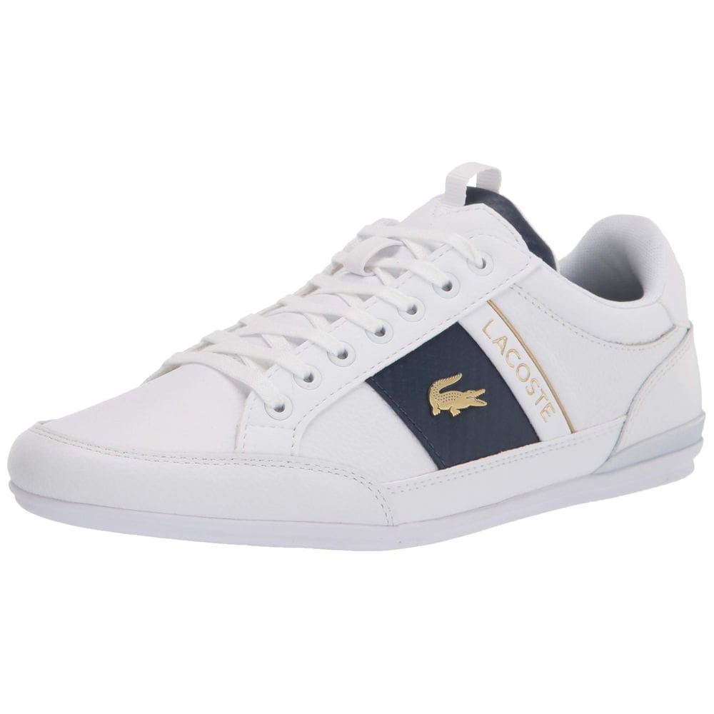 Tênis Lacoste Chaymon para homens em couro branco tamanho 10