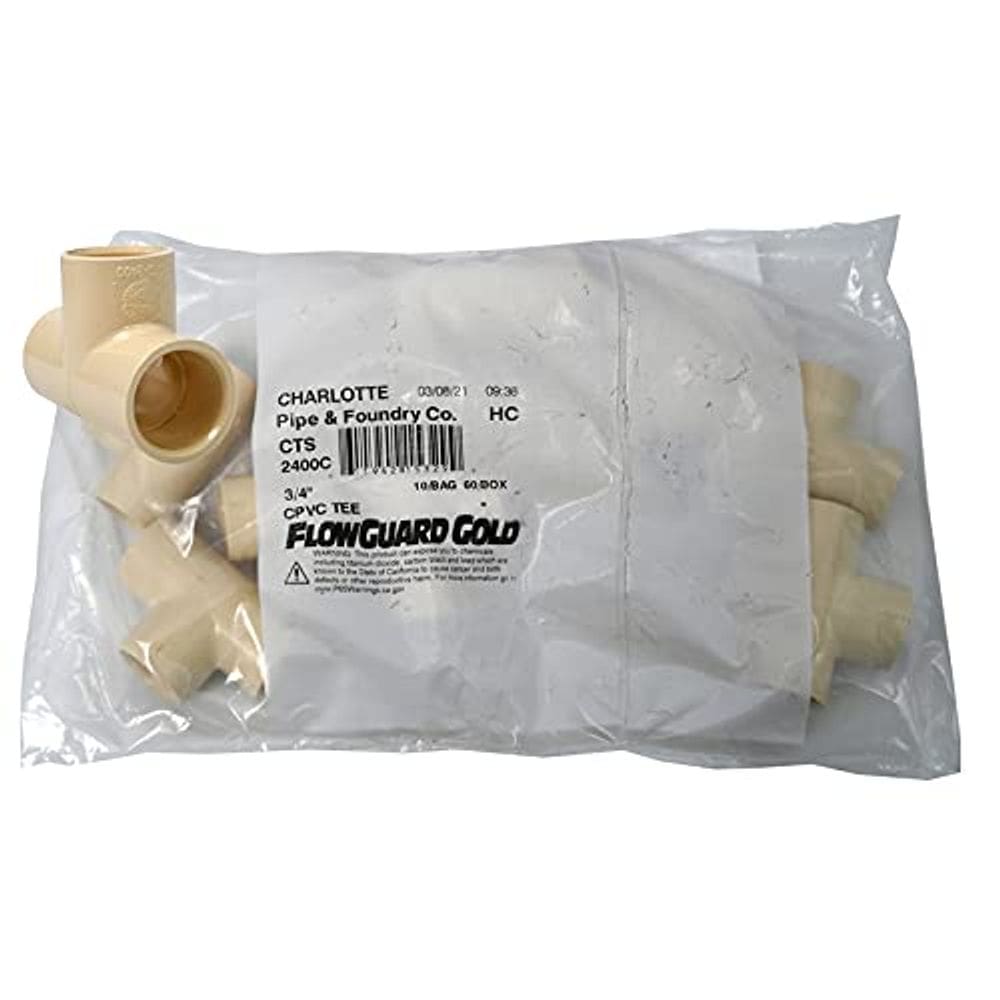 Camiseta CPVC King Brothers de 3/4 polegadas Slip Fit FlowGuard