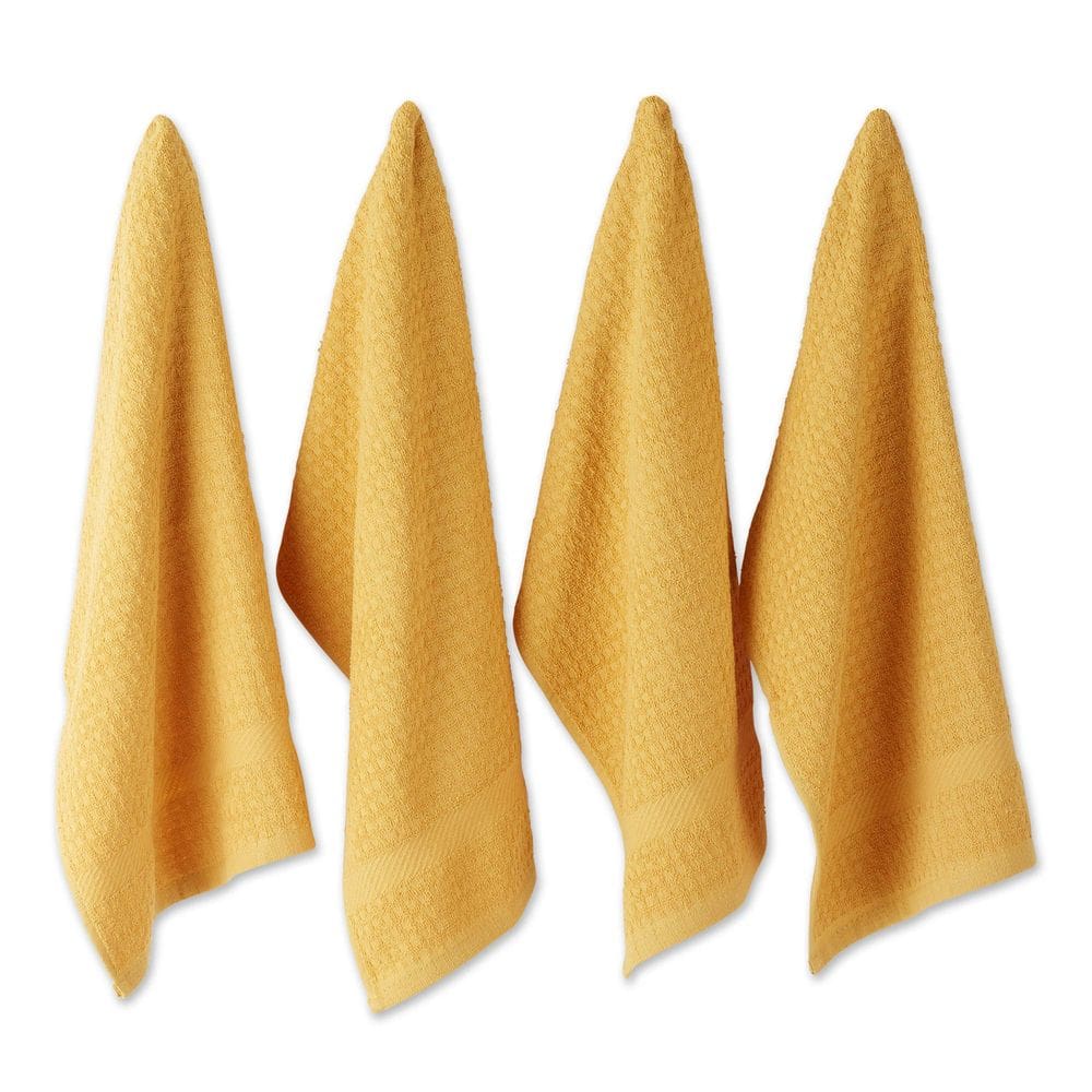Conjunto de panos de prato DII Basic Terry Waffle Solid Mustard 4 peças