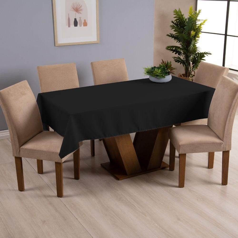 Toalha De Mesa Basic 1 Peça 2,00m X 1,40m 6 Lugares 100% Poliéster Tecido Oxford - Preto