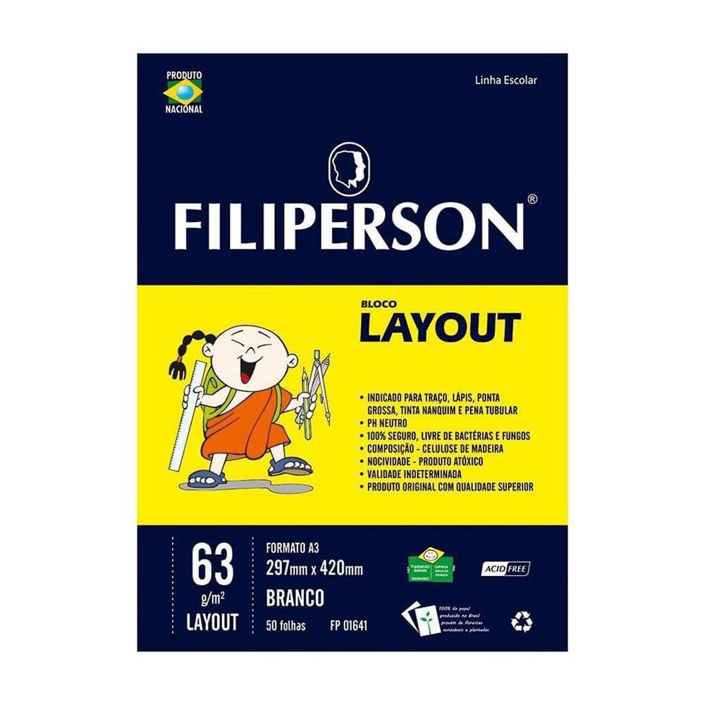 Bloco Layout A4 Filiperson 63G 50 Folhas Branco Com 5 Blocos