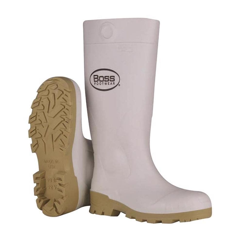Botas BOSS, unissex, PVC, brancas, impermeáveis, 41 cm, 8, EUA