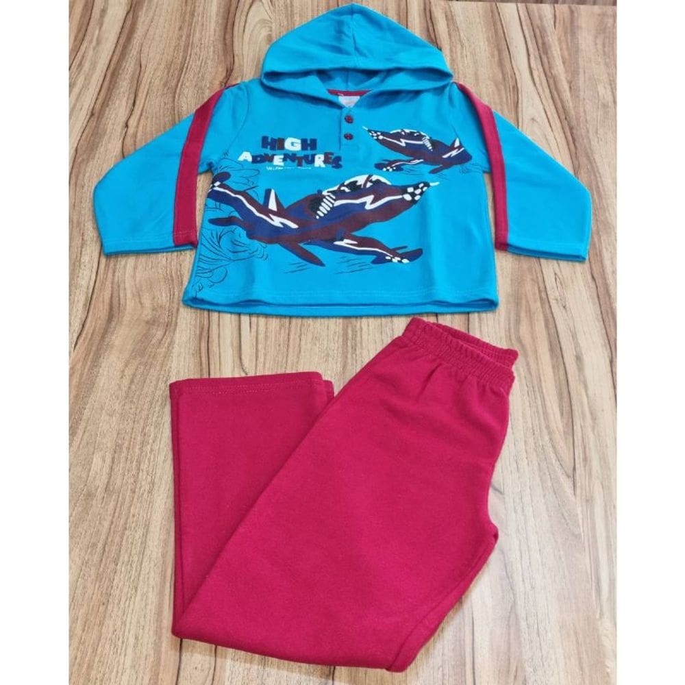 Conjunto Infantil Masculino Inverno Com Capuz Avião 6