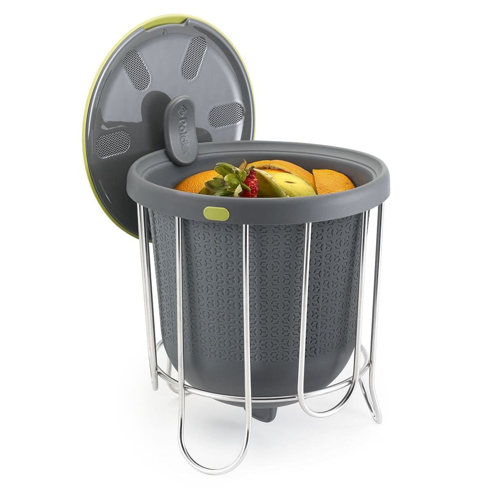 Balde de silicone Polder Kitchen Composter 3.8L cinza/verde