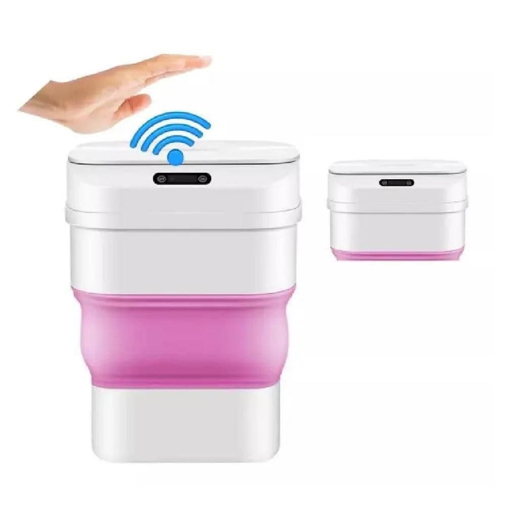 Cesto Lixo Retrátil Smart Lixeira Automática Sensor Inteligente Praia Camping Viagem Prova água Rosa
