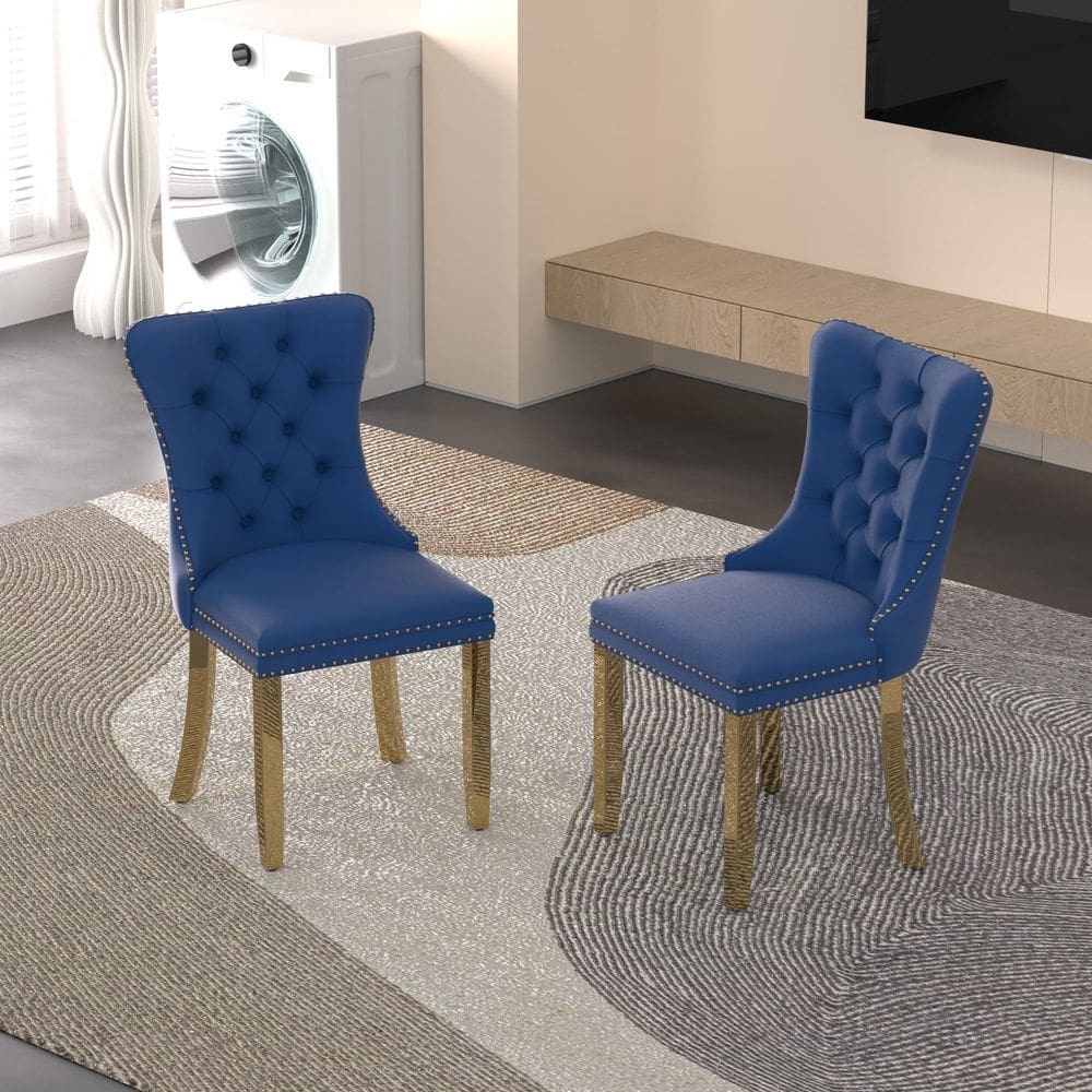 Conjunto de 2 cadeiras de jantar Sumdeal Velvet com anel traseiro com botão