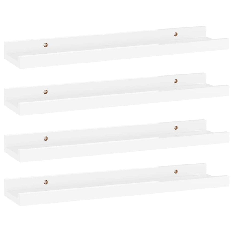 Prateleiras de parede vidaXL em MDF branco de alto brilho, conjunto de 4