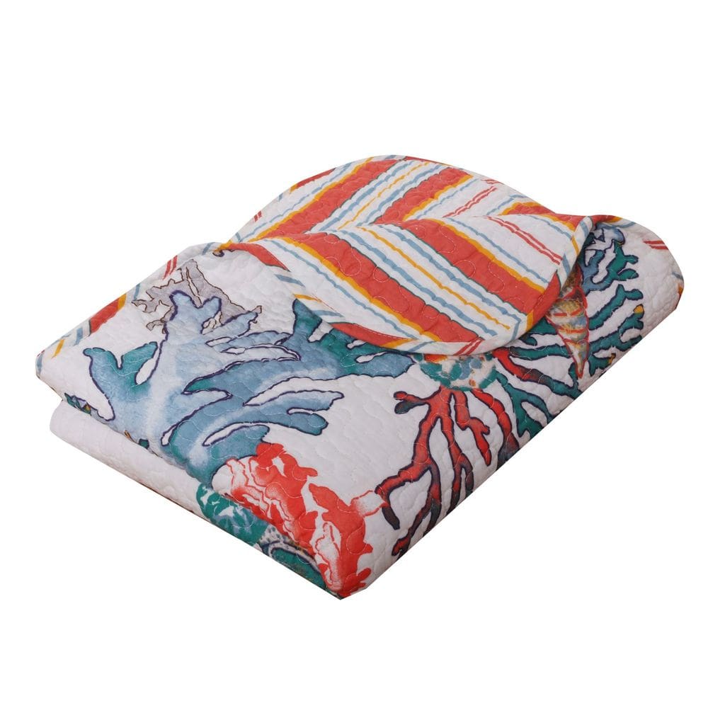 Manta acolchoada Benzara 127x152 cm Coral Seashells