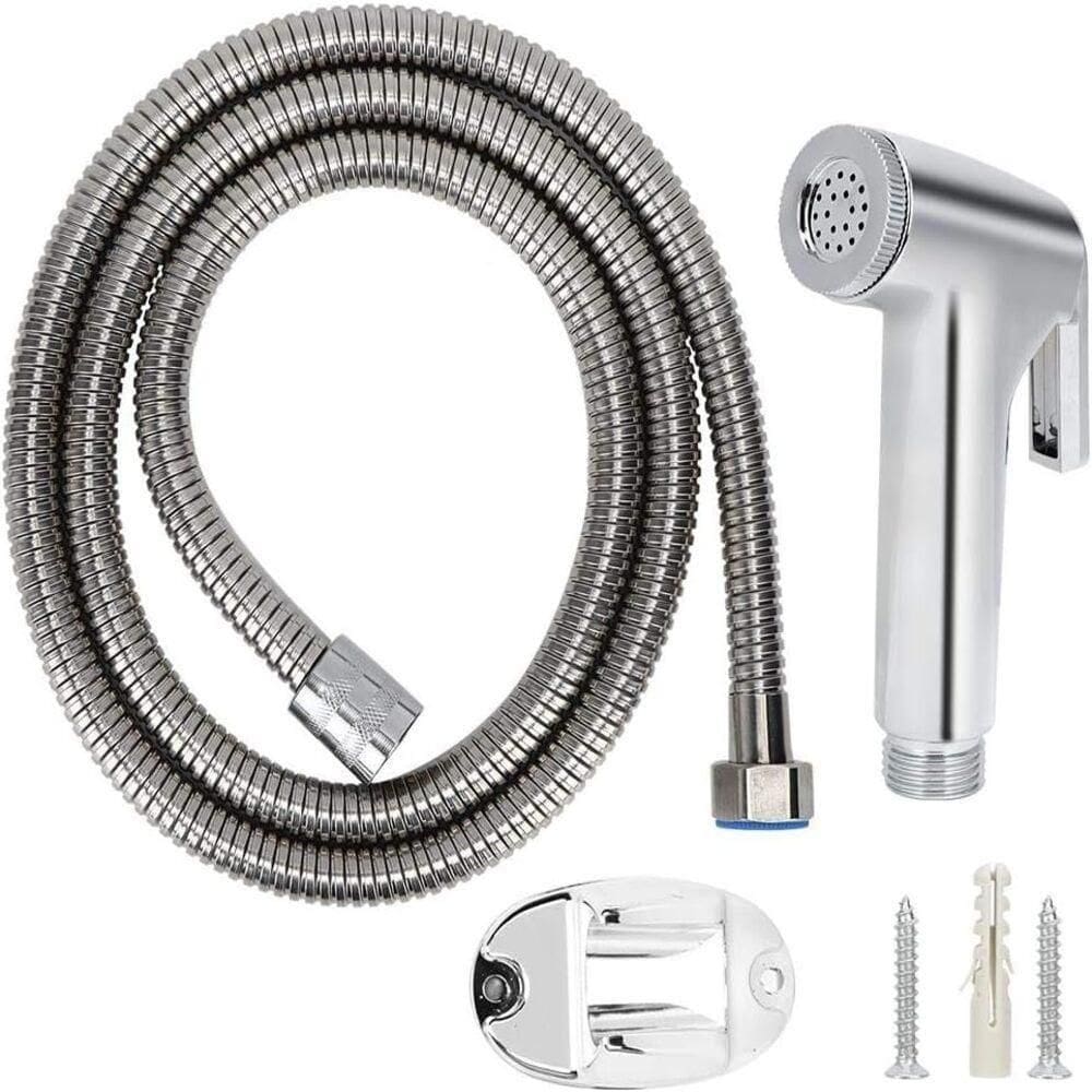 Ducha Higienica Intima Cromada Abs Com Gatilho Completa Banheiro Flexivel Mangueira 1m Luxo