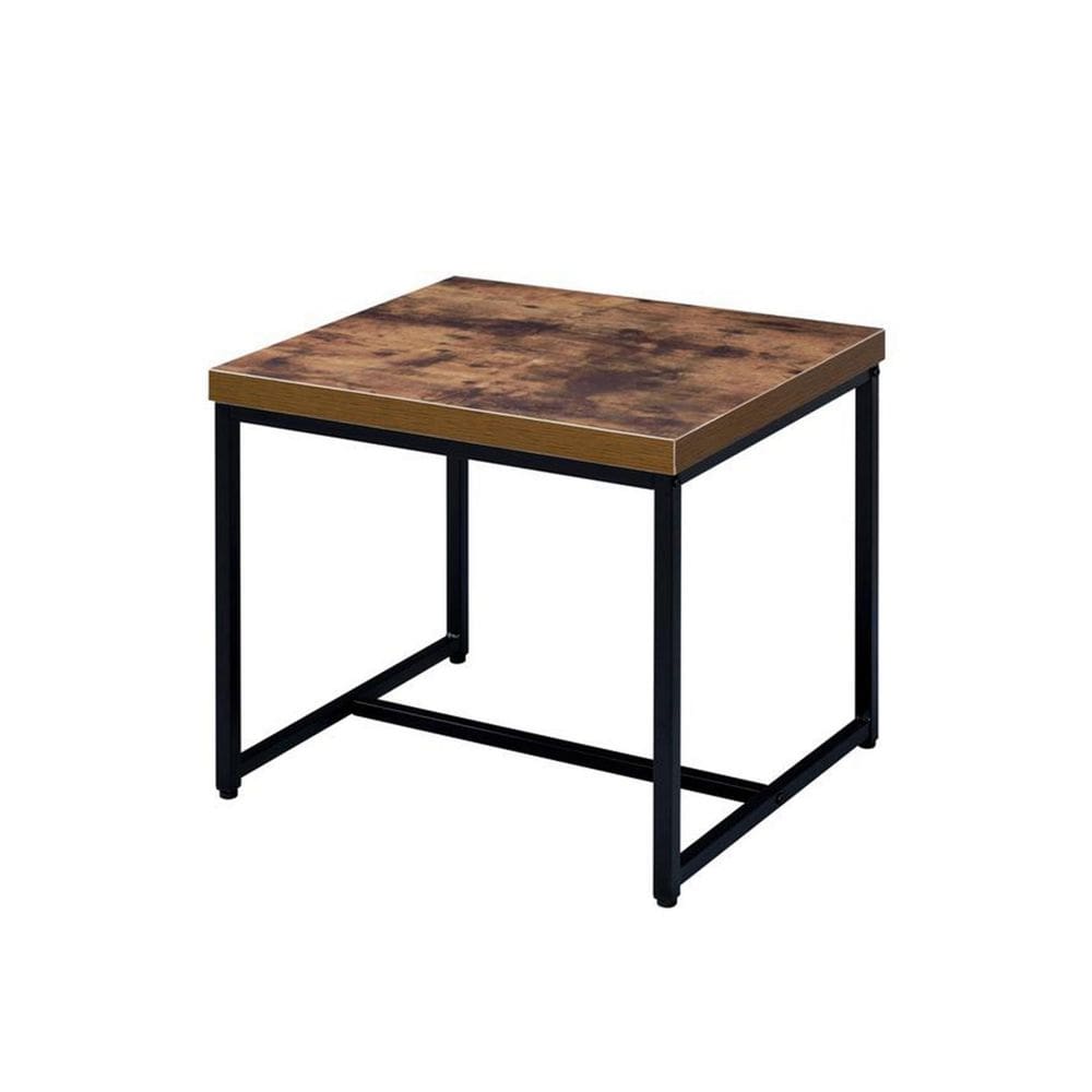Mesa Benzara Mesa final de madeira com estrutura metálica 56x48x48cm