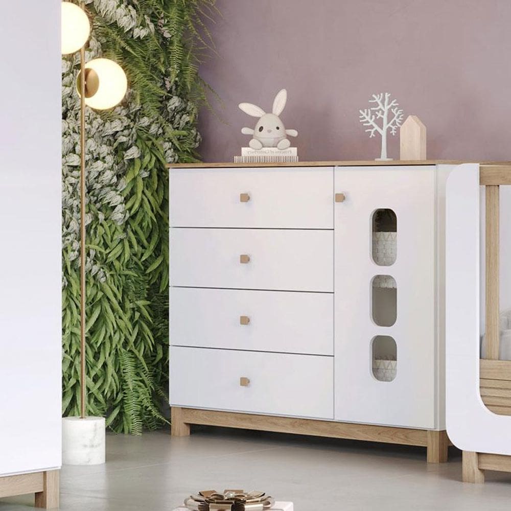 Cômoda Infantil Aconchego Ambiente Branco Jequitibá HP - Henn