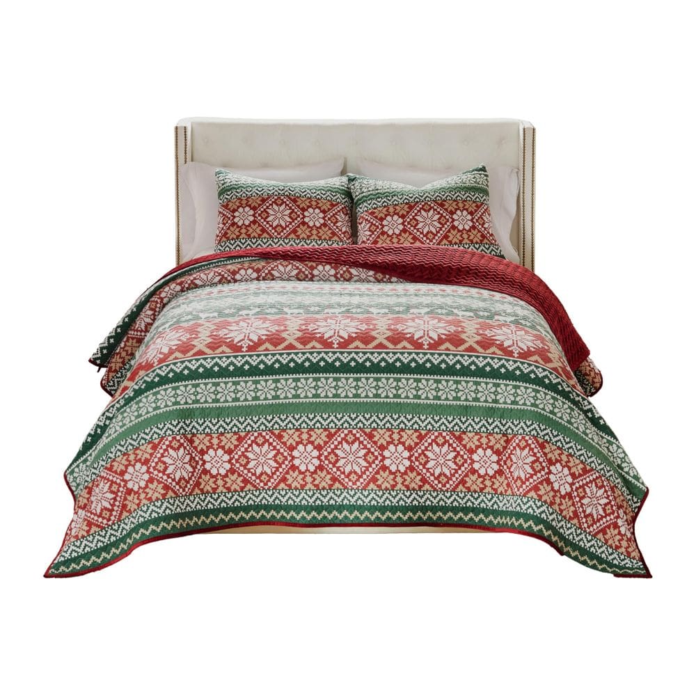 Conjunto de roupa de cama Benzara Reindeer, 3 peças, conjunto de edredões Full/Queen