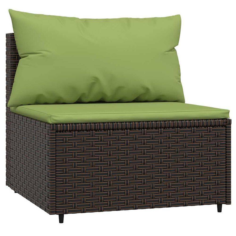 Sofá médio de pátio vidaXL com estrutura de aço durável em rattan marrom