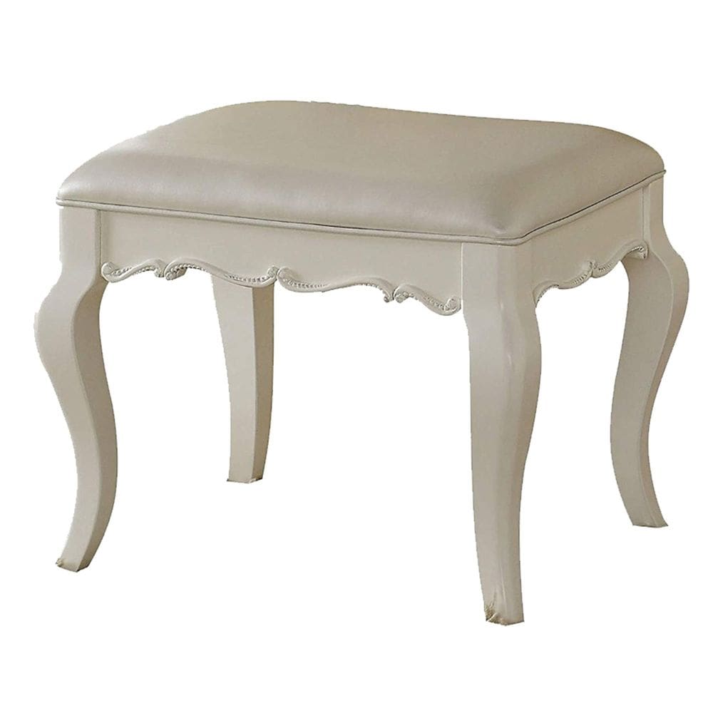 Banqueta Benzara Assento acolchoado de madeira branco 56x41x46cm