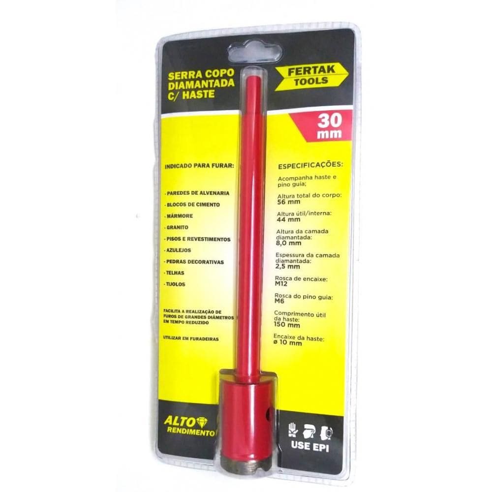 Serra Copo Diamantada 30Mm Com Haste
