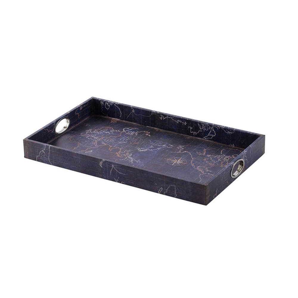 Bandeja Benzara BM302624, conjunto de 2 com design de mapas dourados de 64 cm