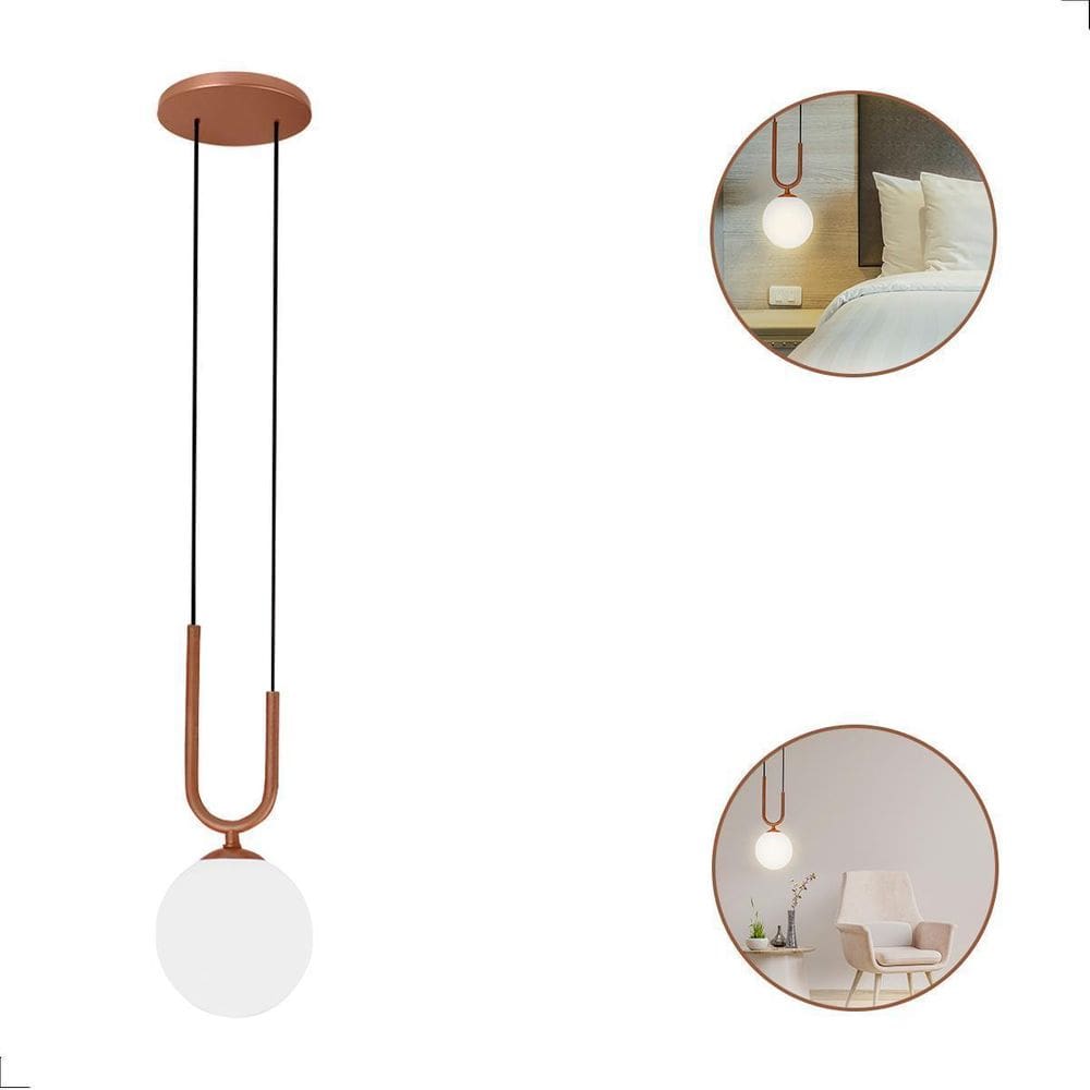 Lustre Pendente Rose Globo Vidro Bola 12 Cm 1Xg9 Bivolt