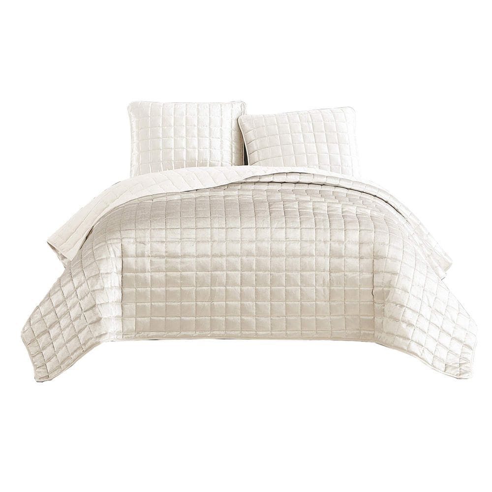 Conjunto de cama Benzara Queen Coverlet 229x229 cm Creme