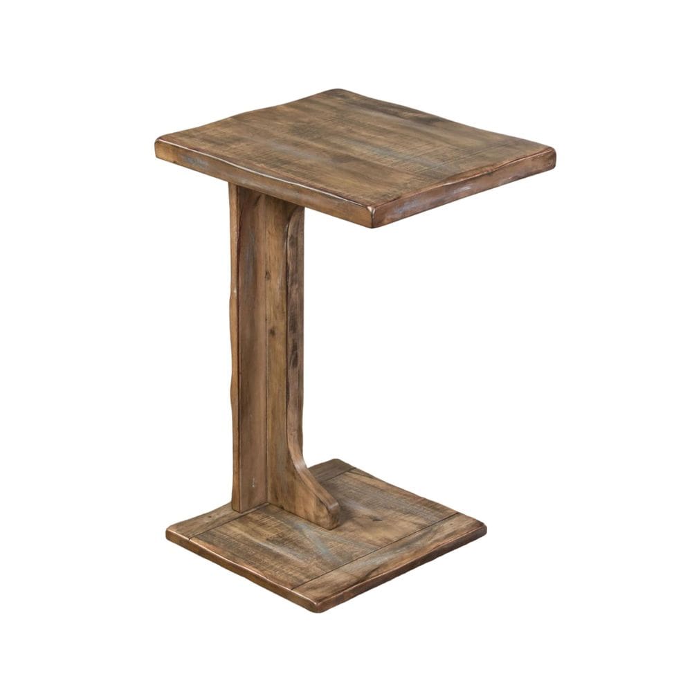 Mesa lateral C Benzara Dazy em madeira de mogno rústica 38x32 cm