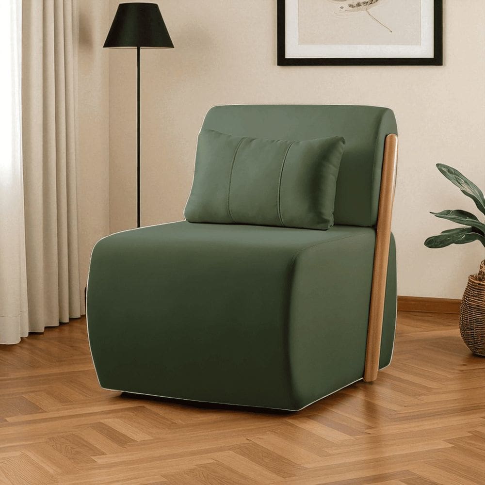 Poltrona para Sala de Estar Madeira Maciça Cecília Luxo Verde