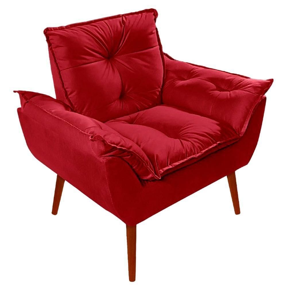 Poltrona Decorativa Opala Suede Vermelho - Lm Decor