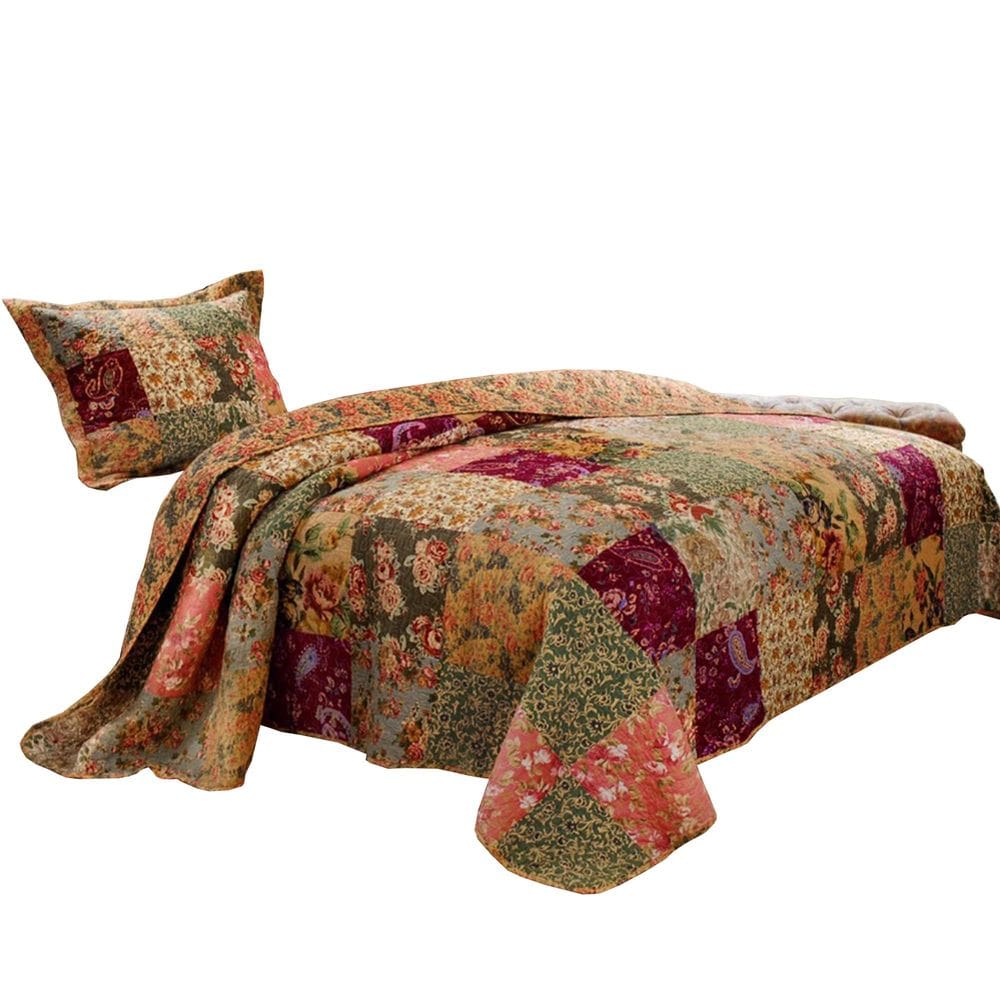 Cobertor Benzara Kamet Twin Quilt Set com estampas florais
