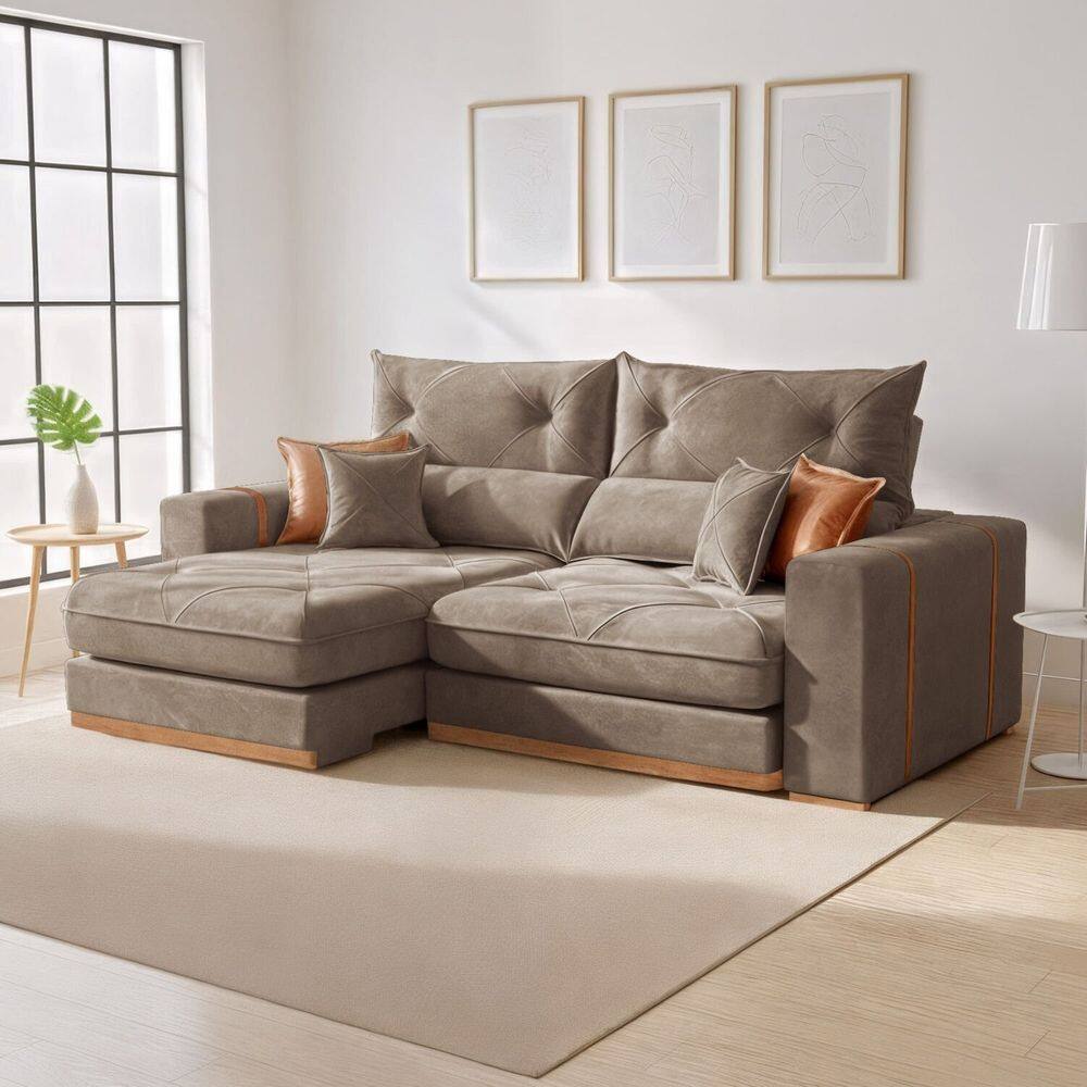 Sofá Retrátil e Reclinável 3 Lugares 230cm Columbia Bege