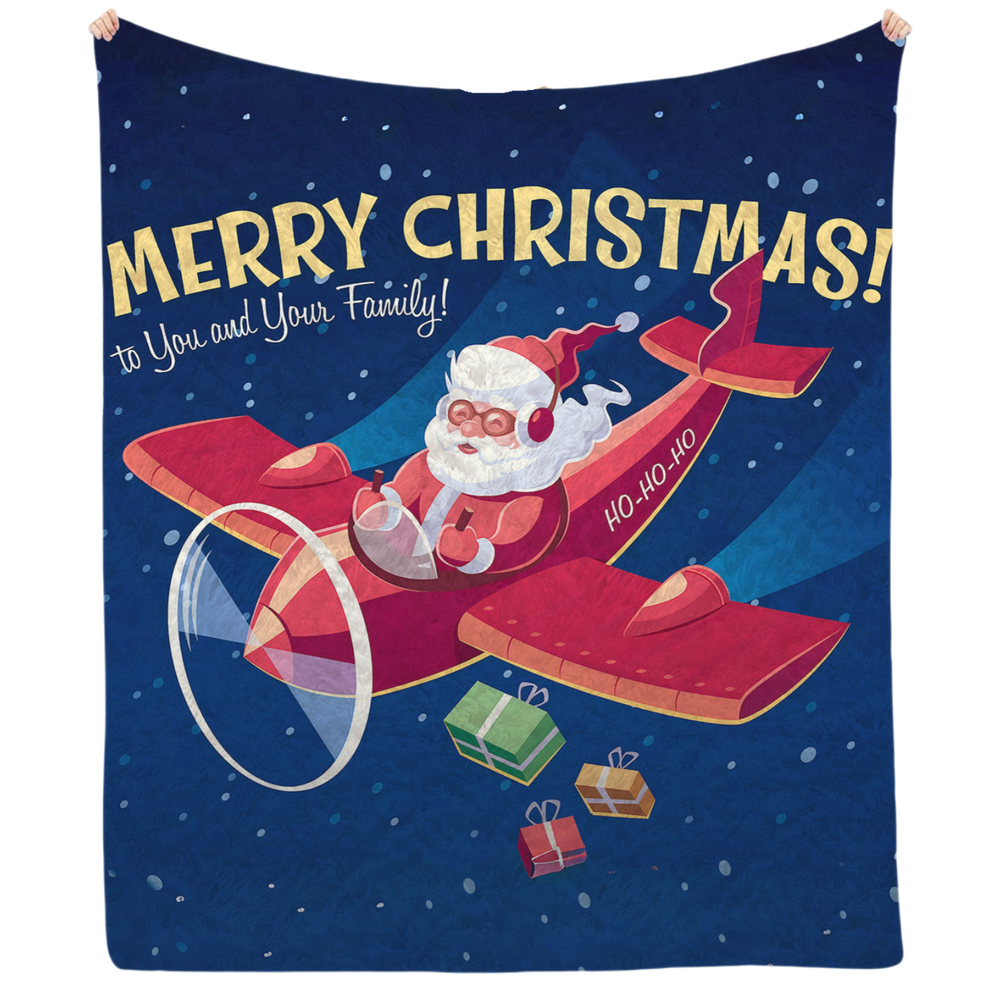 Cobertor SANMU Soft Creative Printing Papai Noel Airplane