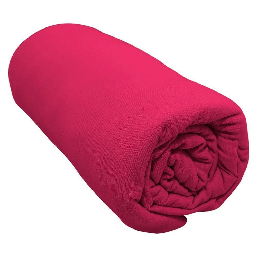 Lençol Com Elástico Casal Portallar Malha 100% Algodão Liso Linha Casa Vermelho Fita