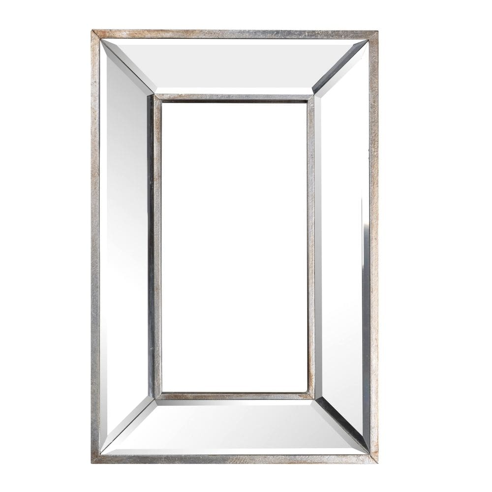 Espelho de parede Benzara Toby 30x46 cm com moldura prateada antiga
