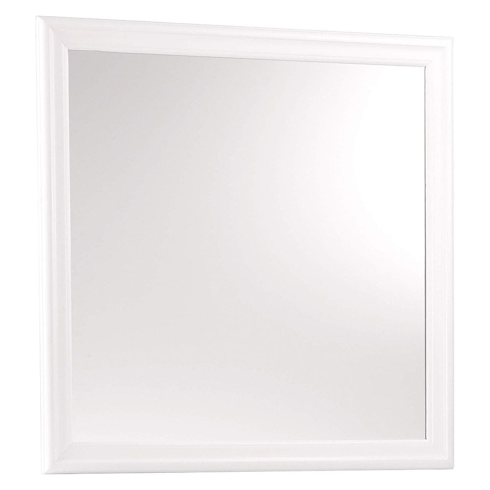 Espelho Benzara Transitional Square com moldura de madeira branca