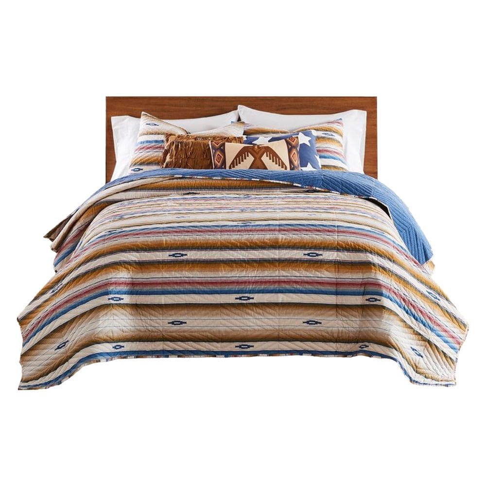 Conjunto de roupa de cama Benzara Rey Full Queen, 3 peças, multicolorido, Chevron
