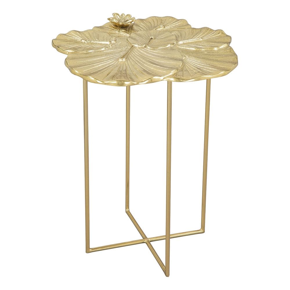 Mesa lateral Zuo Lotus Gold Iron 42x41x54 cm para interior