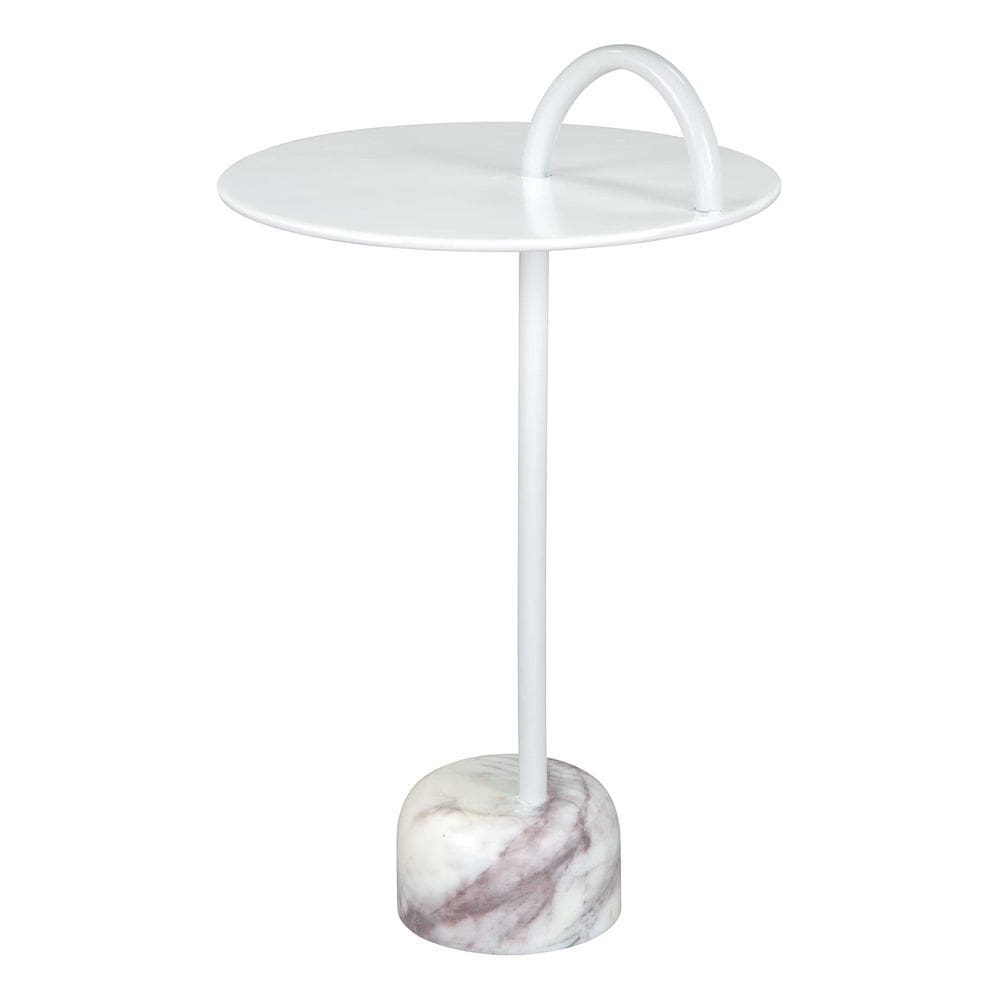Mesa lateral Zuo com tampo redondo de ferro revestido a pó 30x30x64 cm